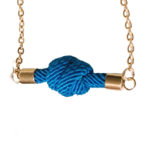 Rose Gold Blue Be Bold Tie Knot Necklace: Reminder of Courage and Strength - Picture 3 of 5